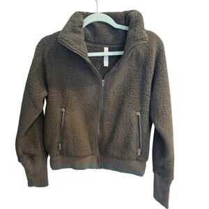 Athleta Tugga Sherpa Jacket Army Green Size Small